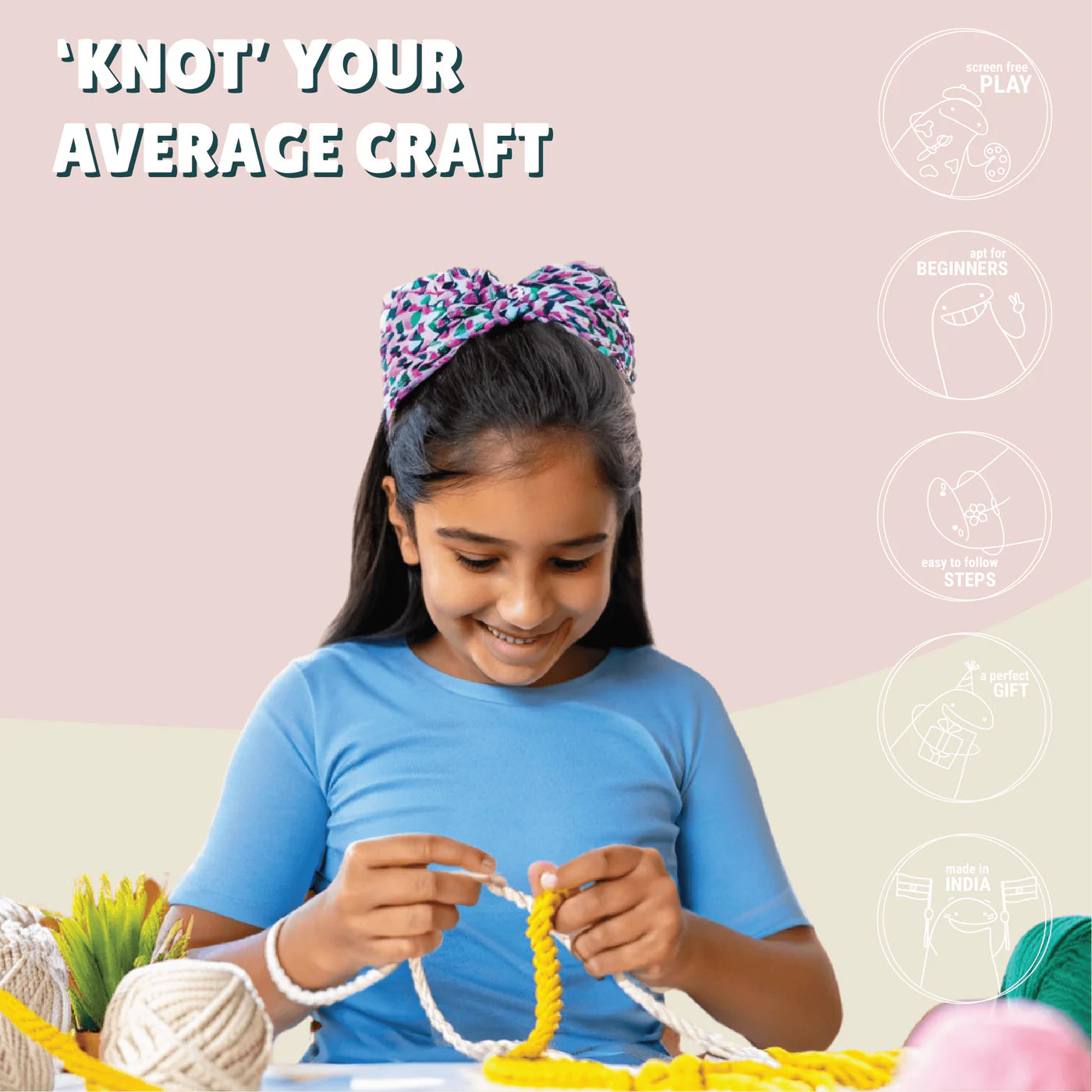 Pink Purple Macrame Wall Hanging Activity Kit